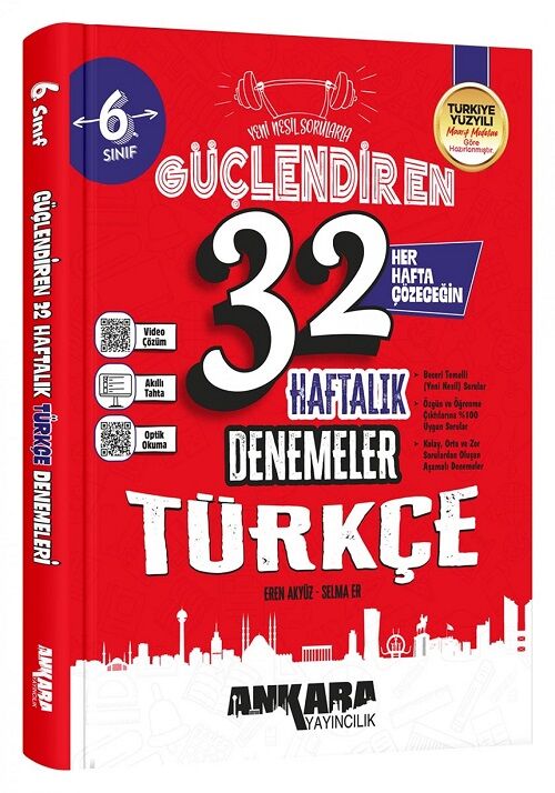 Ankara Yayıncılık 6. Sınıf Türkçe Güçlendiren Maarif Modeli 32 Haftalık Denemeleri Ankara Yayıncılık