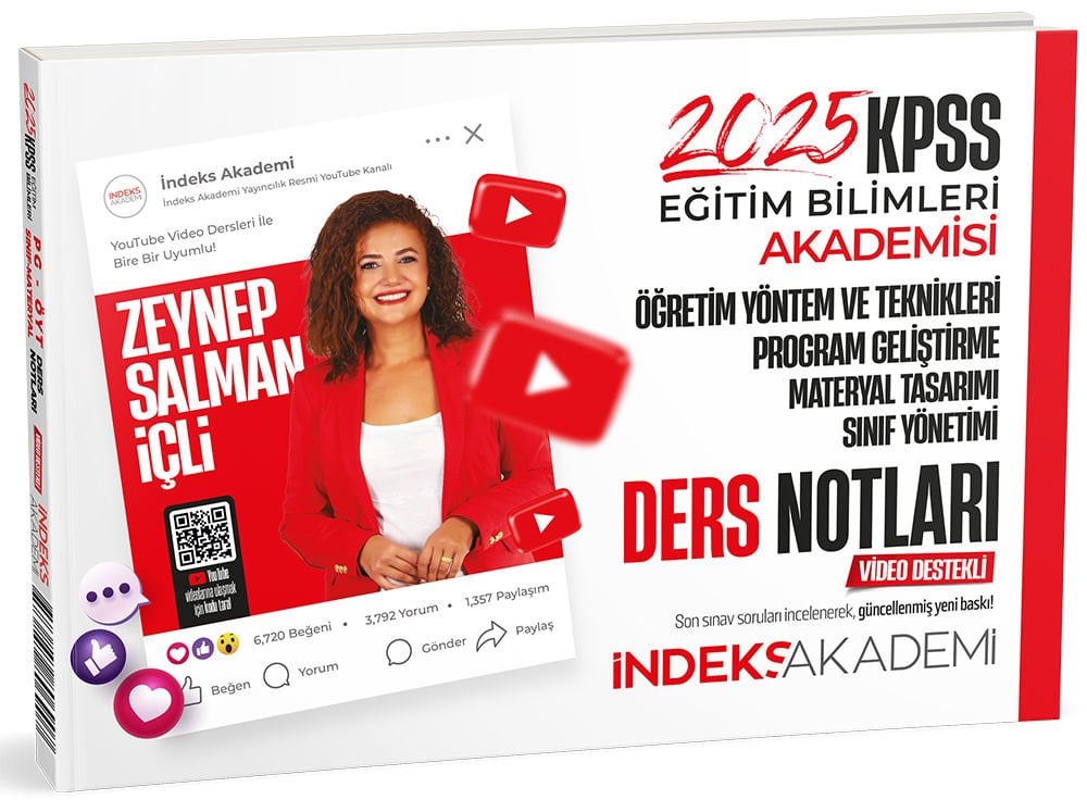 SÜPER FİYAT - İndeks Akademi 2025 KPSS MEB-AGS Eğitim Bilimleri Akademisi Öğretim Yöntem ve Teknikleri, Program Geliştirme Video Ders Notları - Zeynep Salman İçli İndeks Akademi Yayıncılık