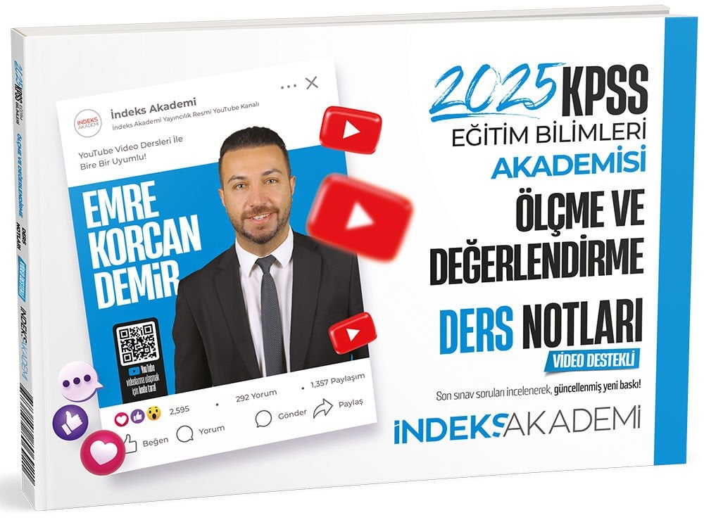 SÜPER FİYAT - İndeks Akademi 2025 KPSS MEB-AGS Eğitim Bilimleri Akademisi Ölçme ve Değerlendirme Video Ders Notları - Emre Korcan Demir İndeks Akademi Yayıncılık
