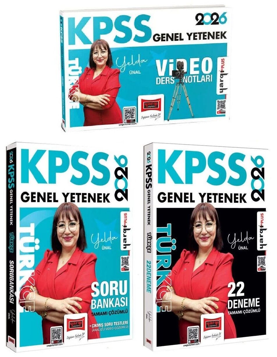 Yargı 2026 KPSS Türkçe Video Ders Notları + Soru Bankası + 22 Deneme 3 lü Set - Yelda Ünal Yargı Yayınları