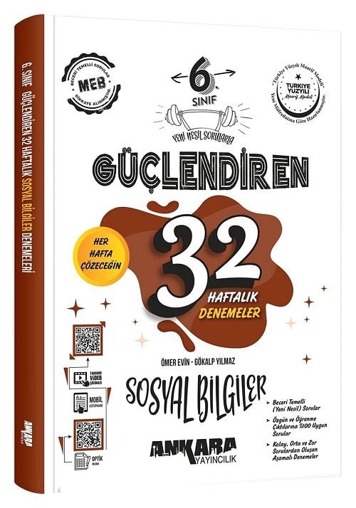 Ankara Yayıncılık 6. Sınıf Sosyal Bilgiler Güçlendiren 32 Haftalık Kazanım Denemeleri Ankara Yayıncılık