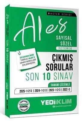 Yediiklim 2026 ALES Master Son 10 Sınav Çıkmış Sorular Çözümlü Yediiklim Yayınları