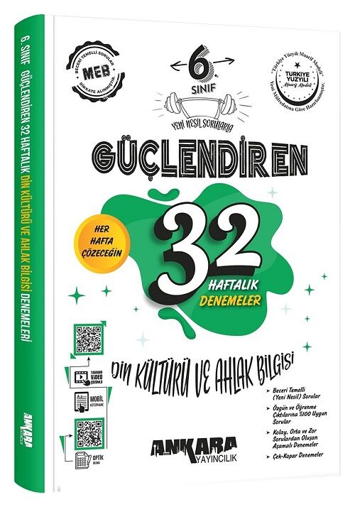 Ankara Yayıncılık 6. Sınıf Din Kültürü ve Ahlak Bilgisi Güçlendiren 32 Haftalık Kazanım Denemeleri Ankara Yayıncılık