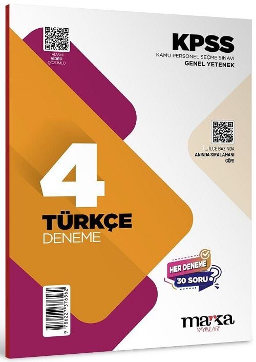 Marka 2026 KPSS Türkçe 4 Deneme Çözümlü Marka Yayınları