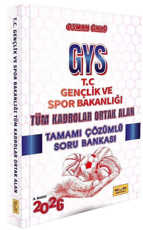 Makro Kitabevi 2026 GYS Gençlik ve Spor Bakanlığı Tüm Kadrolar Soru Bankası Çözümlü 3. Baskı Görevde Yükselme Makro Kitabevi