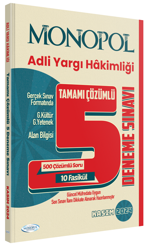 SÜPER FİYAT - Monopol 2024 Adli Yargı Hakimliği 5 Deneme Çözümlü Monopol Yayınları