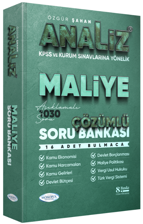 Monopol KPSS A Grubu Analiz Maliye Soru Bankası Çözümlü 8. Baskı - Özgür Şahan Monopol Yayınları