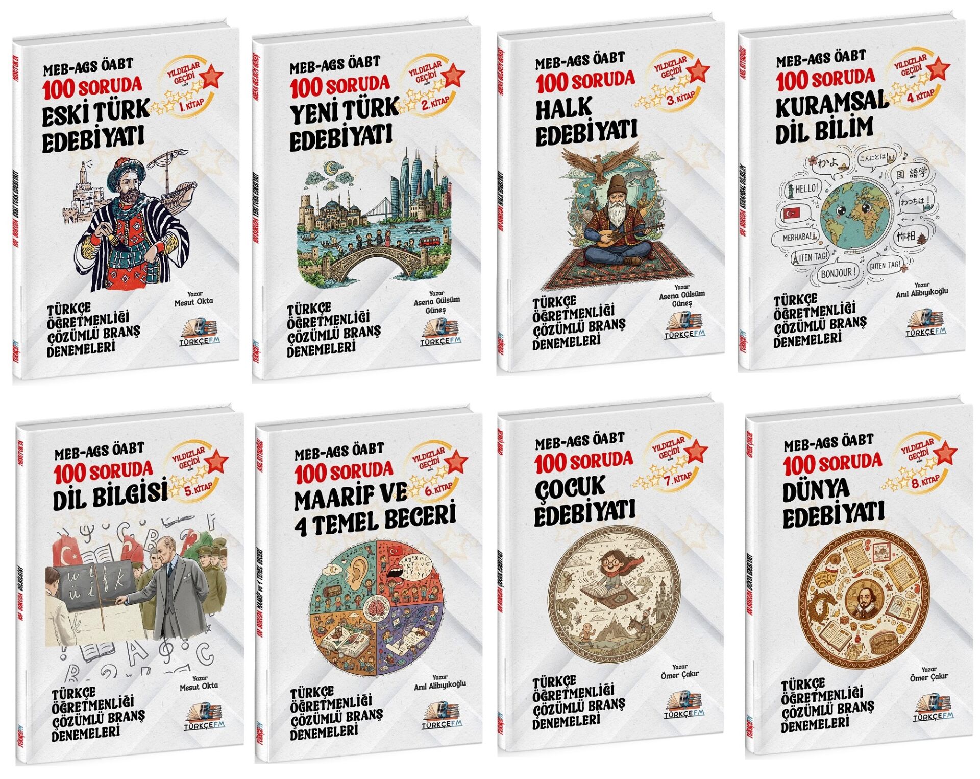 Türkçe FM ÖABT MEB-AGS Türkçe Öğretmenliği 800 Soruda Deneme Yıldızlar Geçidi 8 li Set Türkçe FM Yayınları