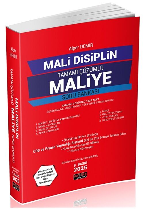 Savaş 2025 Maliye Mali Disiplin Soru Bankası Çözümlü 9. Baskı - Alper Demir Savaş Yayınları