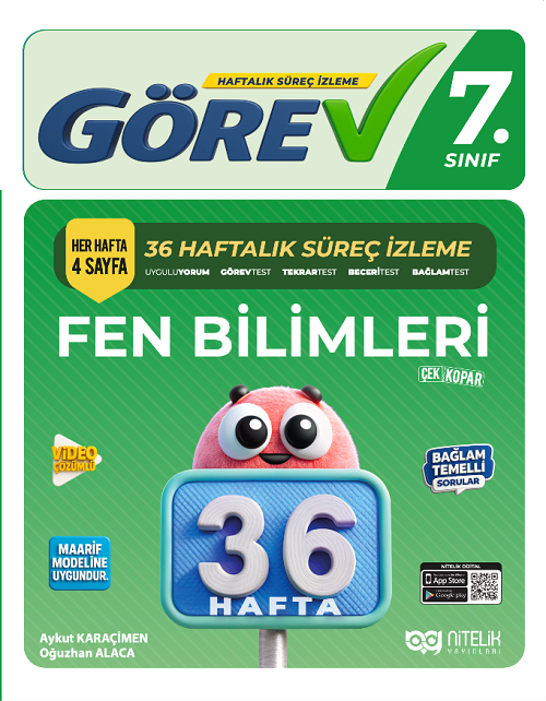 Nitelik 7. Sınıf Fen Bilimleri Görev Maarif Model 36 Haftalık Süreç İzleme Nitelik Yayınları