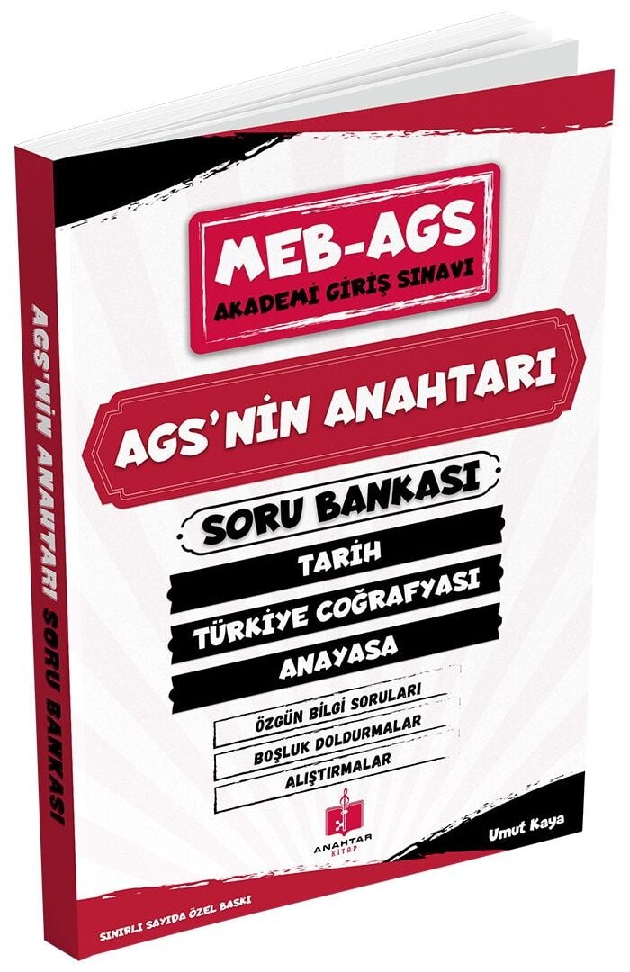 Anahtar Kitap MEB-AGS nin Anahtarı Tarih, Türkiye Coğrafyası, Anayasa Soru Bankası - Umut Kaya Anahtar Kitap