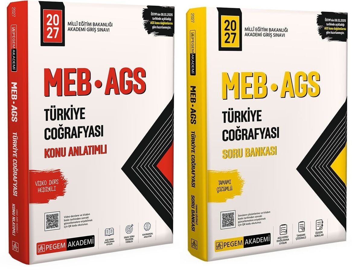 Pegem 2027 MEB-AGS Türkiye Coğrafyası Konu Anlatımlı + Soru Bankası 2 li Set Pegem Akademi Yayınları