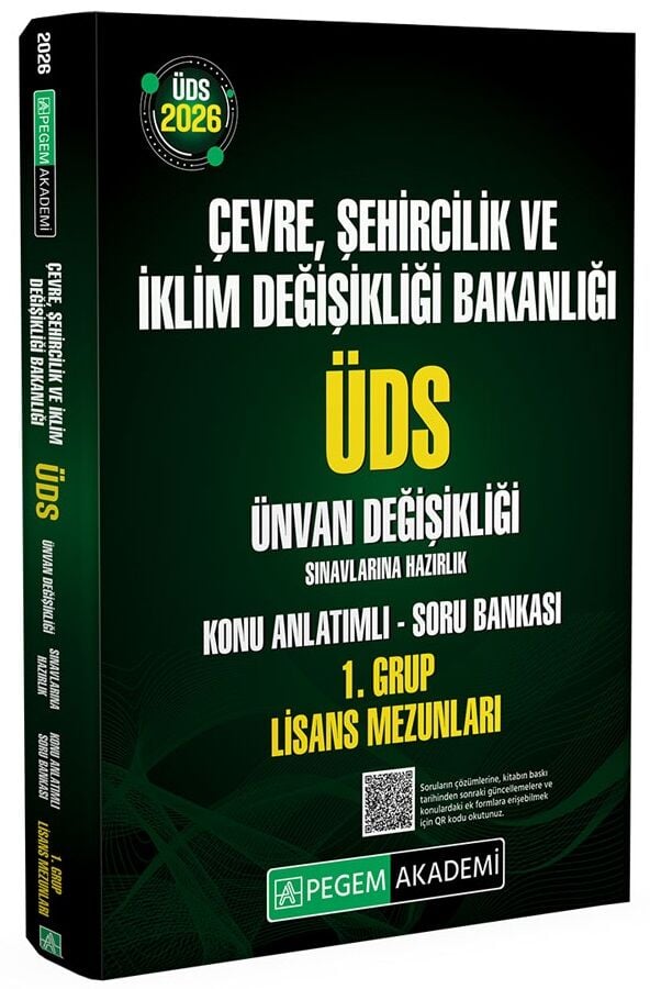 Pegem 2026 GYS ÜDS Çevre, Şehircilik ve İklim Değişikliği Bakanlığı 1. Grup Lisans Mezunları Konu Anlatımlı Soru Bankası Görevde Yükselme Ünvan Değişikliği Pegem Akademi Yayınları