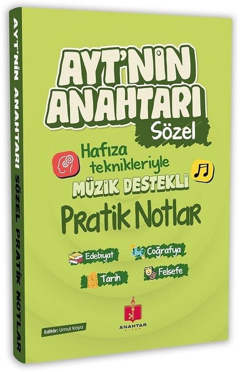 Anahtar Kitap YKS AYT nin Anahtarı Sözel Hafıza Teknikleriyle Müzik Destekli Pratik Notlar Anahtar Kitap