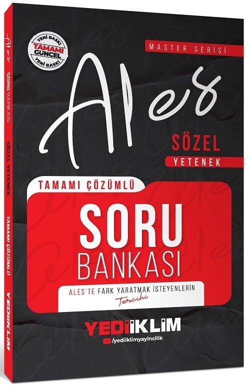 Yediiklim 2026 ALES MASTER Sözel Yetenek Soru Bankası Çözümlü Yediiklim Yayınları