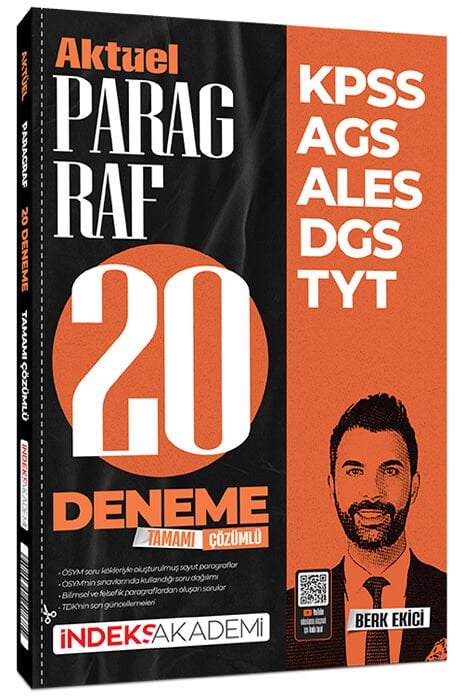 İndeks Akademi 2026 KPSS MEB-AGS ALES DGS TYT Aktüel Paragraf 20 Deneme Çözümlü - Berk Ekici İndeks Akademi Yayıncılık