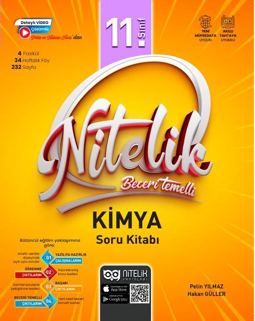 Nitelik 11. Sınıf Kimya Beceri Temelli Soru Kitabı Nitelik Yayınları