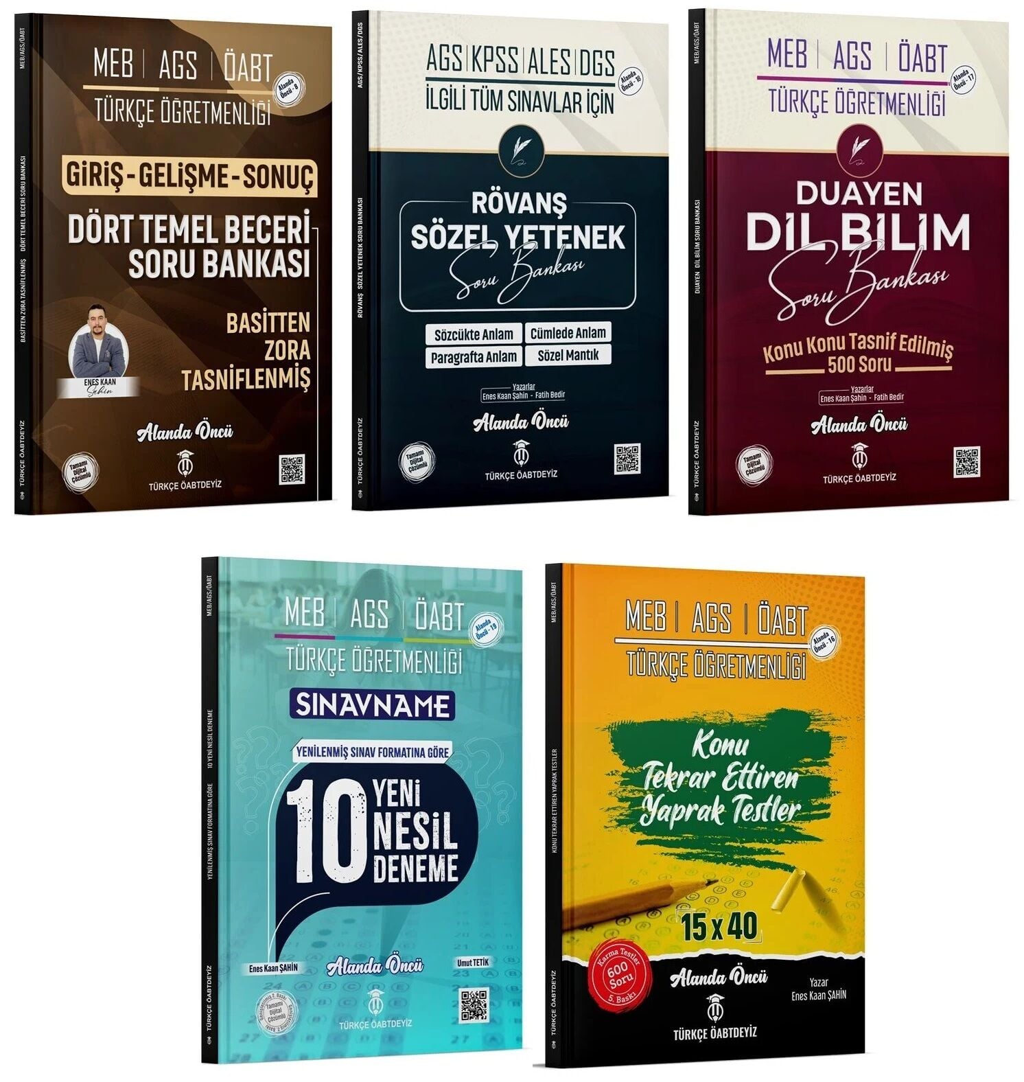 Türkçe ÖABTDEYİZ ÖABT MEB-AGS Türkçe Soru Bankası + 10 Deneme + Yaprak Test 5 li Set - Enes Kaan Şahin Türkçe ÖABTDEYİZ