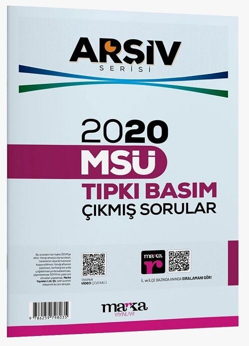 Marka 2020 MSÜ Çıkmış Sorular Tıpkı Basım Çözümlü Arşiv Serisi Marka Yayınları