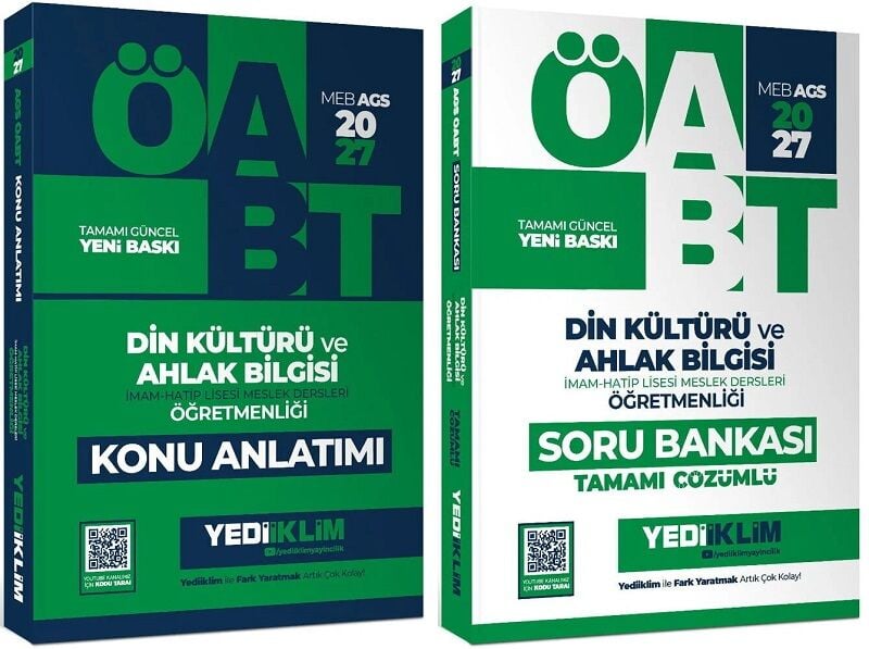 Yediiklim 2027 ÖABT MEB-AGS Din Kültürü ve Ahlak Bilgisi Öğretmenliği Konu Anlatımı + Soru Bankası 2 li Set Yediiklim Yayınları