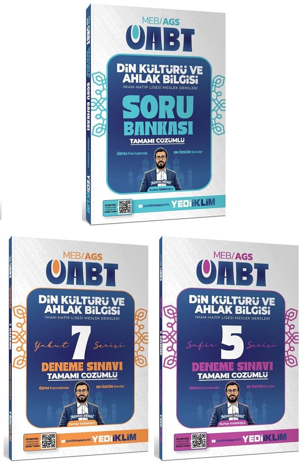 Yediiklim 2027 ÖABT MEB-AGS Din Kültürü ve Ahlak Bilgisi Öğretmenliği Soru Bankası + 12 Deneme 3 lü Set - Burhan Karakışla Yediiklim Yayınları