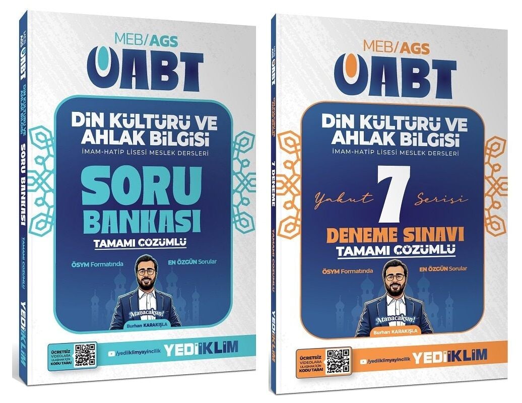 Yediiklim 2027 ÖABT MEB-AGS Din Kültürü ve Ahlak Bilgisi Öğretmenliği Soru Bankası + 7 Deneme 2 li Set - Burhan Karakışla Yediiklim Yayınları