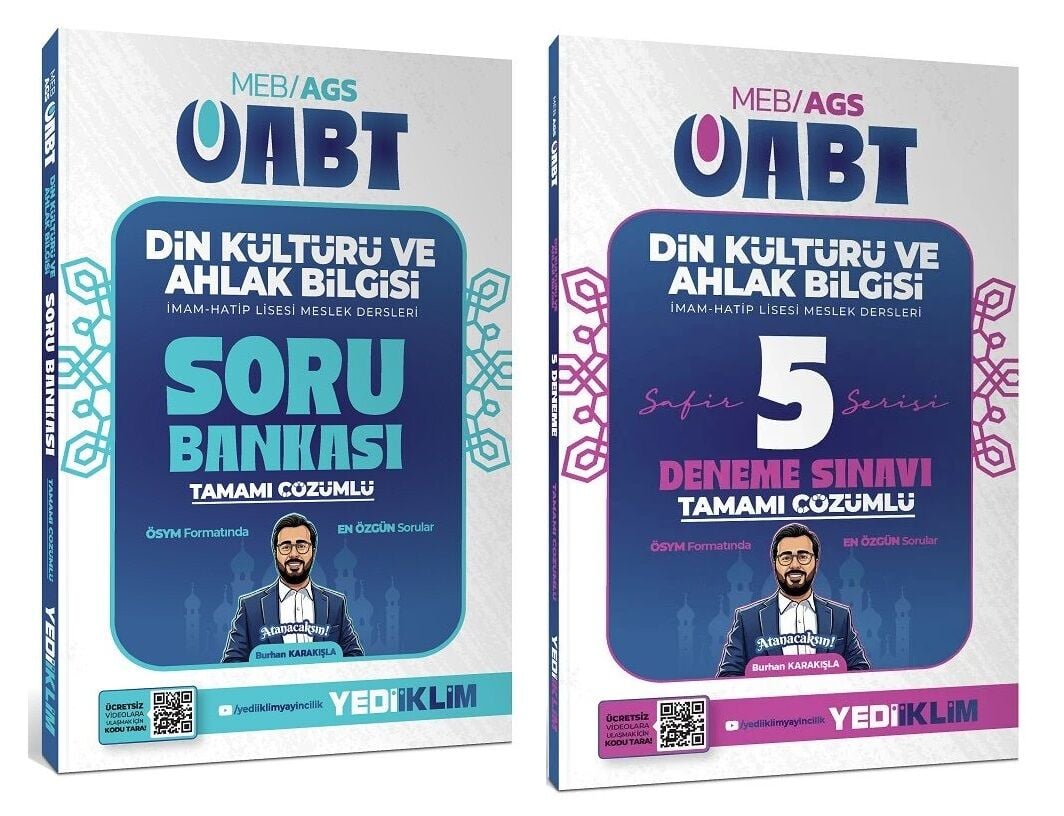 Yediiklim 2027 ÖABT MEB-AGS Din Kültürü ve Ahlak Bilgisi Öğretmenliği Soru Bankası + 5 Deneme 2 li Set - Burhan Karakışla Yediiklim Yayınları