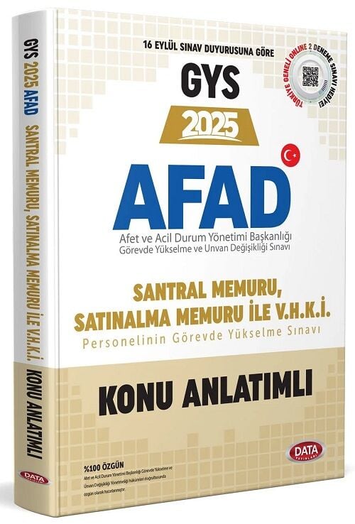 Data 2025 GYS AFAD Santral, Satınalma Memuru ile VHKİ Konu Anlatımlı Görevde Yükselme Data Yayınları