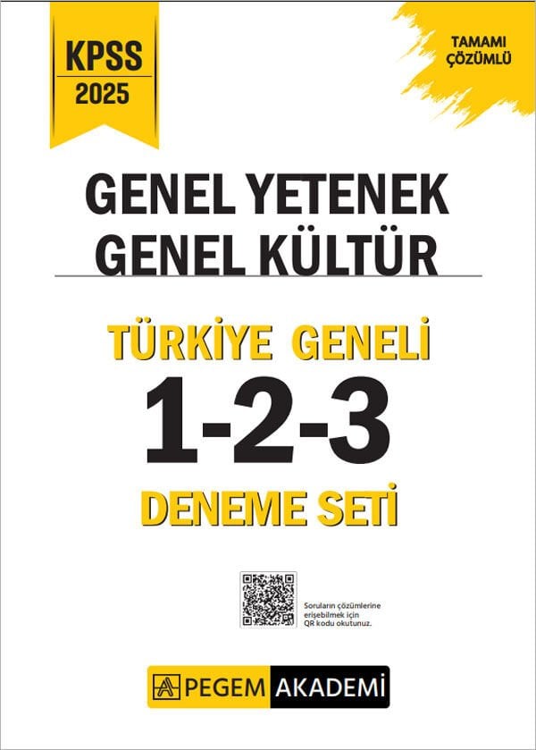 Pegem 2025 KPSS Genel Yetenek Genel Kültür Türkiye Geneli 3 Deneme Çözümlü (1-2-3) Pegem Akademi Yayınları