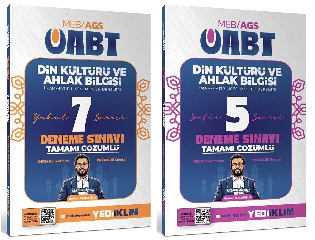 Yediiklim 2027 ÖABT MEB-AGS Din Kültürü ve Ahlak Bilgisi Öğretmenliği 12 Deneme 2 li Set - Burhan Karakışla Yediiklim Yayınları