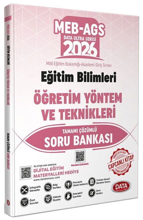 YENİ AGS - Data 2026 MEB-AGS Eğitim Bilimleri Öğretim Yöntem ve Teknikleri Soru Bankası Çözümlü Ultra Serisi Data Yayınları