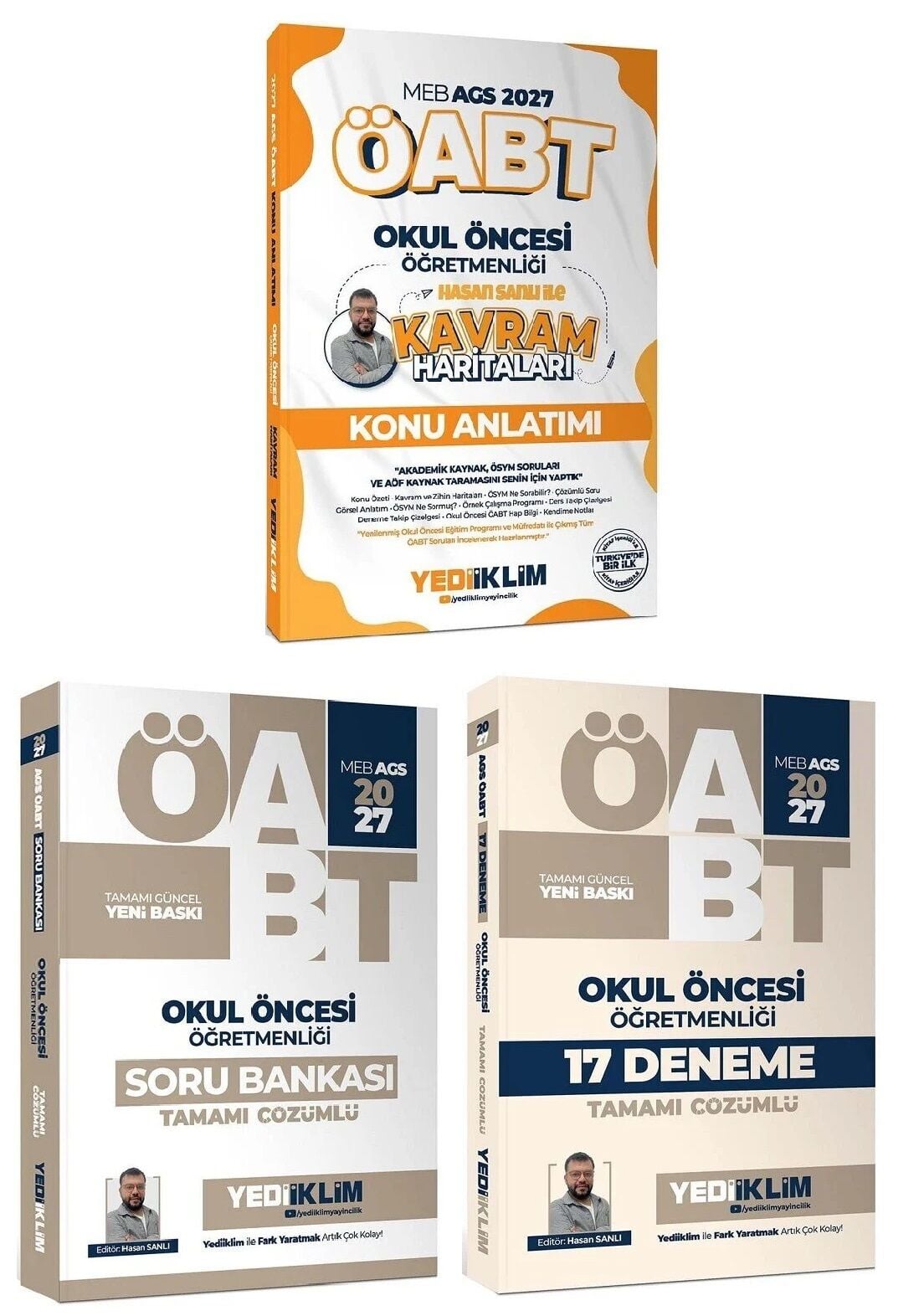 Yediiklim 2027 ÖABT MEB-AGS Okul Öncesi Öğretmenliği Kavram Haritaları Konu Anlatımı + Soru Bankası + 17 Deneme 3 lü Set - Hasan Sanlı Yediiklim Yayınları
