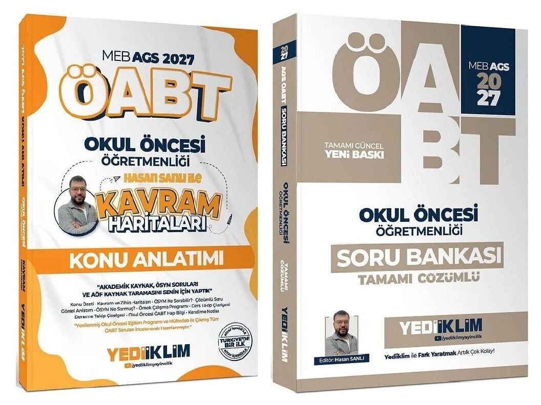 Yediiklim 2027 ÖABT MEB-AGS Okul Öncesi Öğretmenliği Kavram Haritaları Konu Anlatımı + Soru Bankası 2 li Set - Hasan Sanlı Yediiklim Yayınları