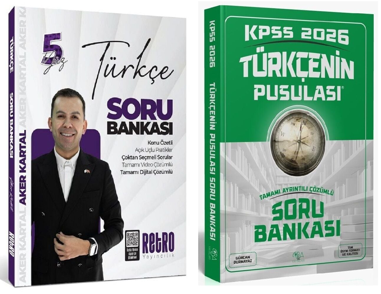 Retro + CBA 2026 KPSS Türkçe 5Yüz Soru Bankası 2 li Set - Aker Kartal Retro + CBA Yayıncılık