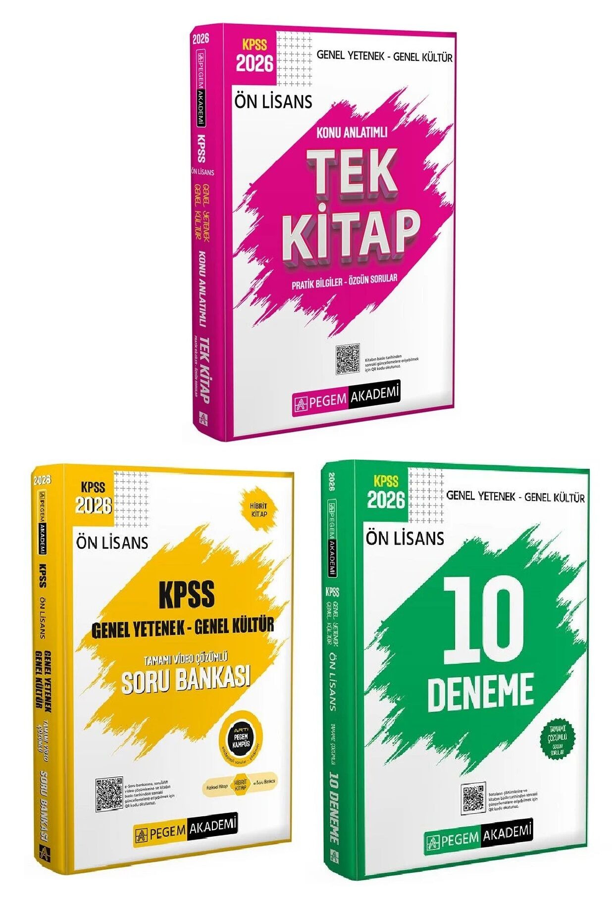 Pegem 2026 KPSS Ön Lisans Konu Anlatımlı + Soru Bankası + 10 Deneme 3 lü Set Pegem Akademi Yayınları