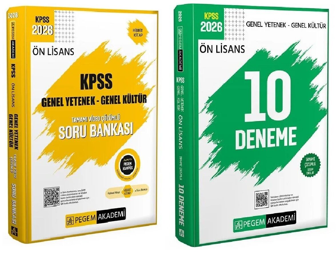 Pegem 2026 KPSS Ön Lisans Soru Bankası + 10 Deneme 2 li Set Pegem Akademi Yayınları