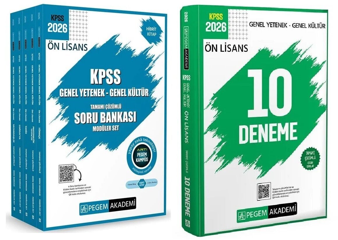 Pegem 2026 KPSS Ön Lisans Soru Bankası Modüler + 10 Deneme 2 li Set Pegem Akademi Yayınları