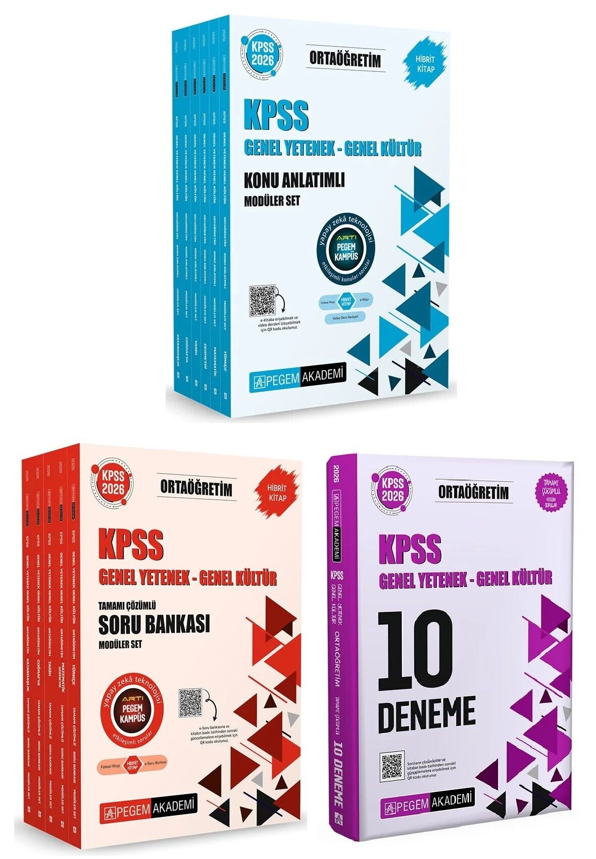 Pegem 2026 KPSS Lise Ortaögretim Konu + Soru Bankası Modüler + 10 Deneme 3 lü Set Pegem Akademi Yayınları