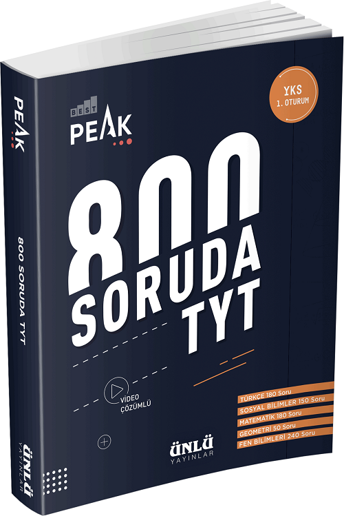 Ünlü YKS TYT 800 Soruda TYT Best Peak Soru Bankası Ünlü Yayınları