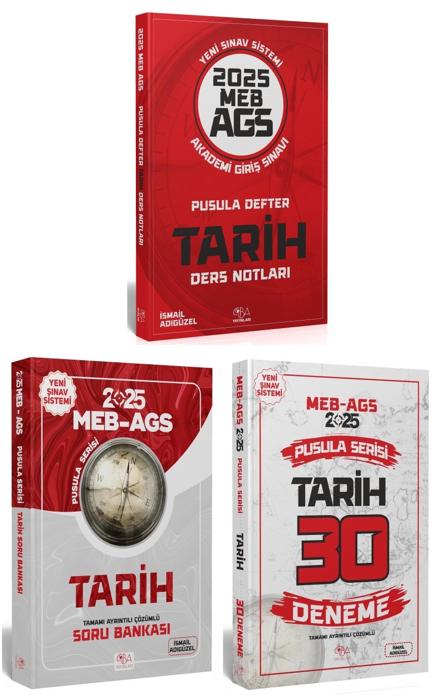 CBA Yayınları 2025 MEB-AGS Tarih Pusula Defter Ders Notları + Soru Bankası + 30 Deneme 3 lü Set - İsmail Adıgüzel CBA Yayınları