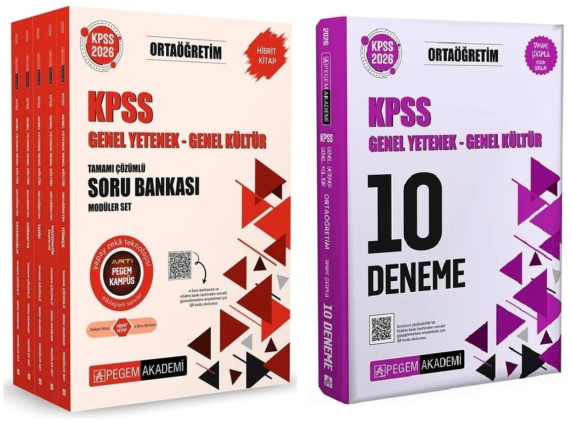 Pegem 2026 KPSS Lise Ortaögretim Soru Bankası Modüler + 10 Deneme 2 li Set Pegem Akademi Yayınları