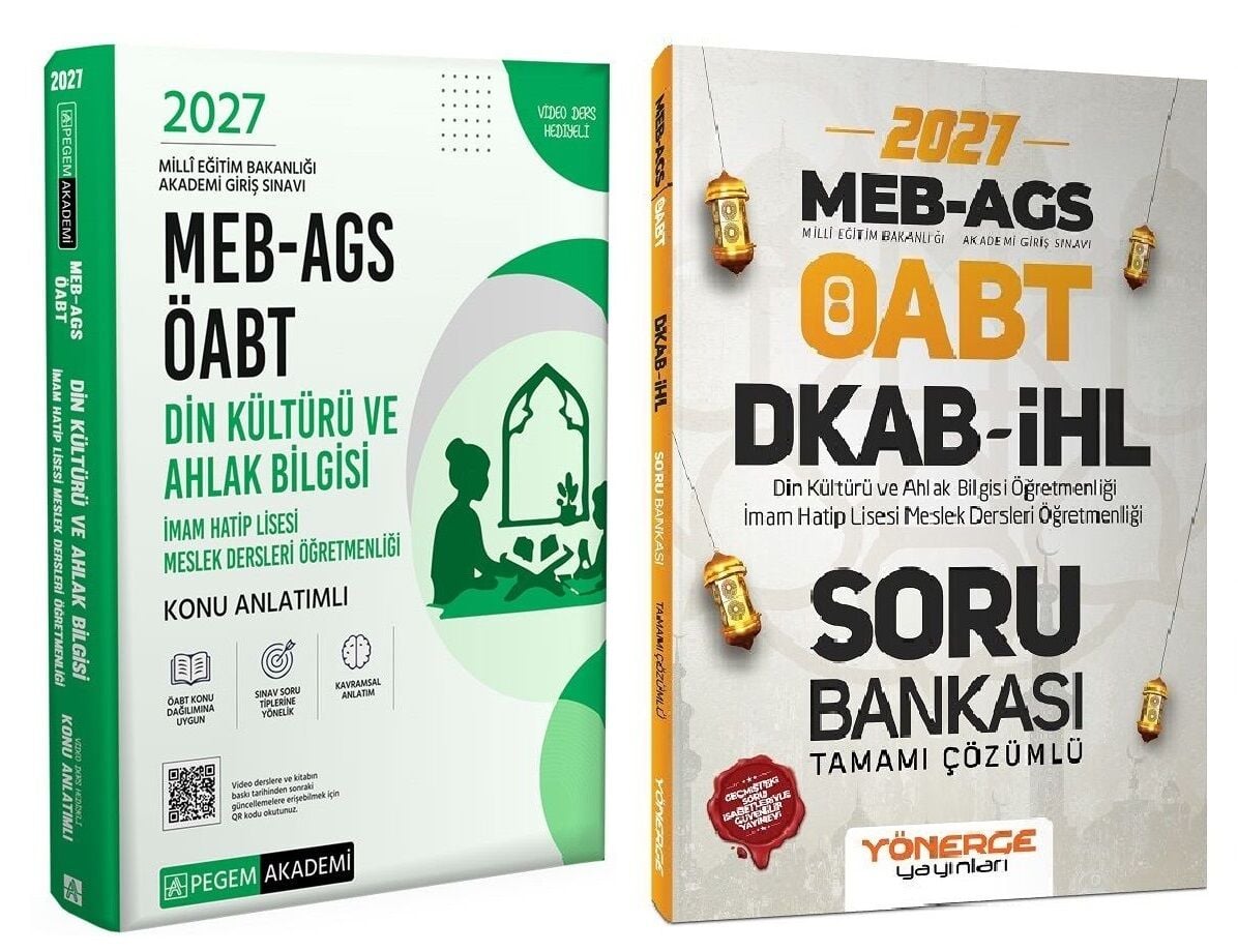 Pegem + Yönerge 2027 ÖABT MEB-AGS Din Kültürü Ahlak Bilgisi Öğretmenliği Konu + Soru Bankası 2 li Set Pegem Akademi + Yönerge Yayınları