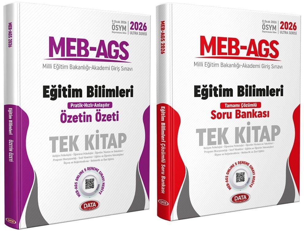 YENİ AGS - Data 2026 MEB-AGS Eğitim Bilimleri Özetin Özeti Konu Anlatımı + Soru Bankası 2 li Set Ultra Serisi Data Yayınları