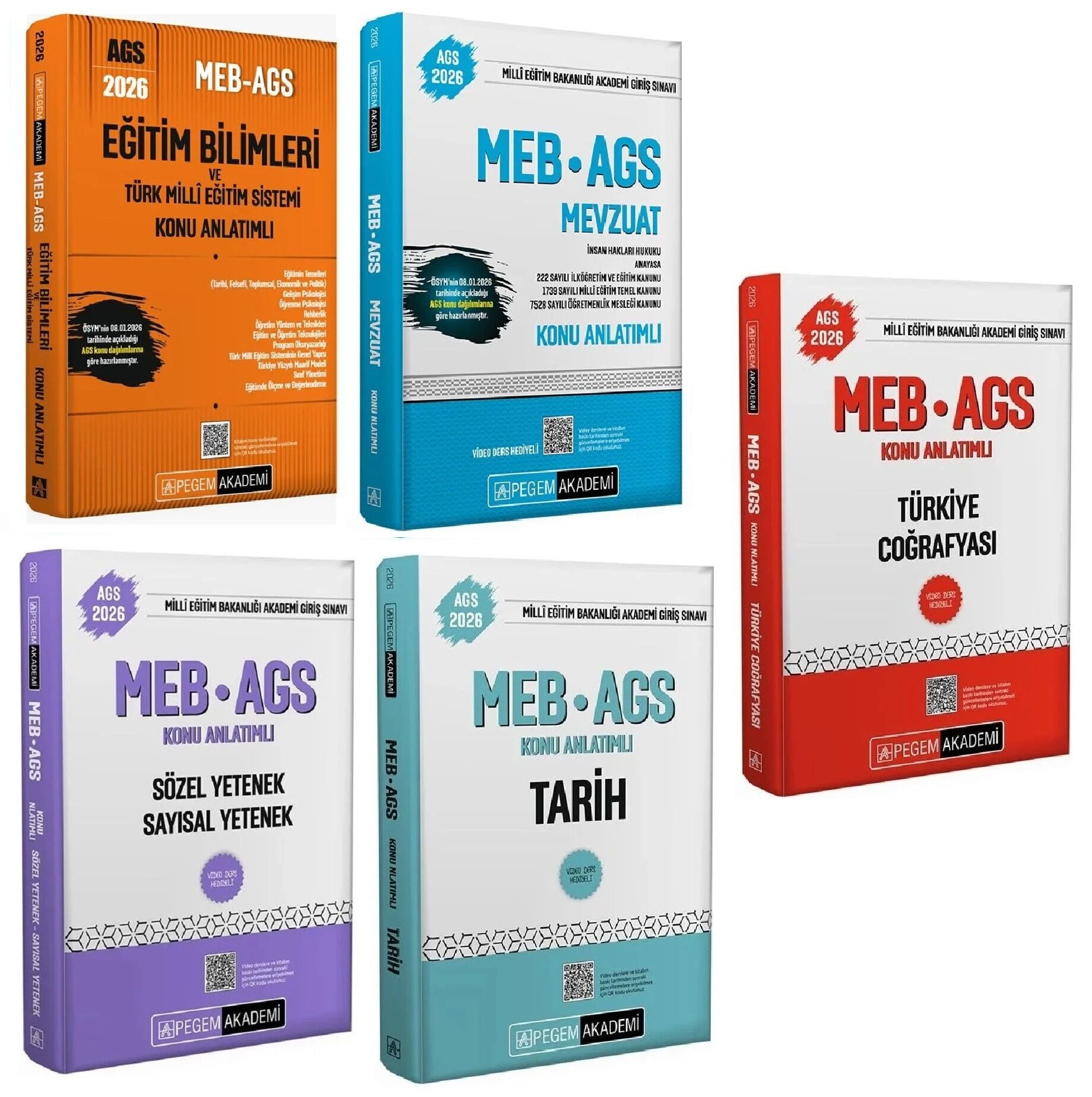 YENİ AGS - Pegem 2026 MEB-AGS Tüm Dersler Konu Anlatımlı 5 li Set Pegem Akademi Yayınları