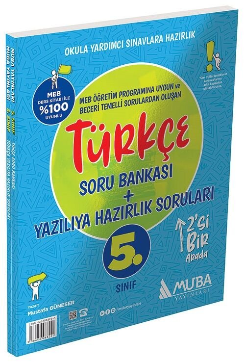 Muba 5. Sınıf Türkçe Soru Bankası + Yazılıya Hazırlık Soruları 2 si 1 Arada Muba Yayınları