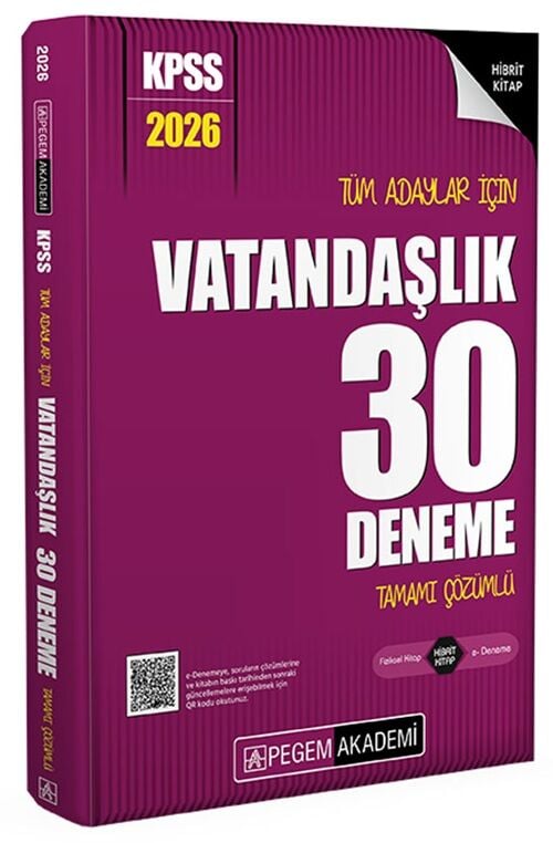 Pegem 2026 KPSS Vatandaşlık 30 Deneme Çözümlü Pegem Akademi Yayınları