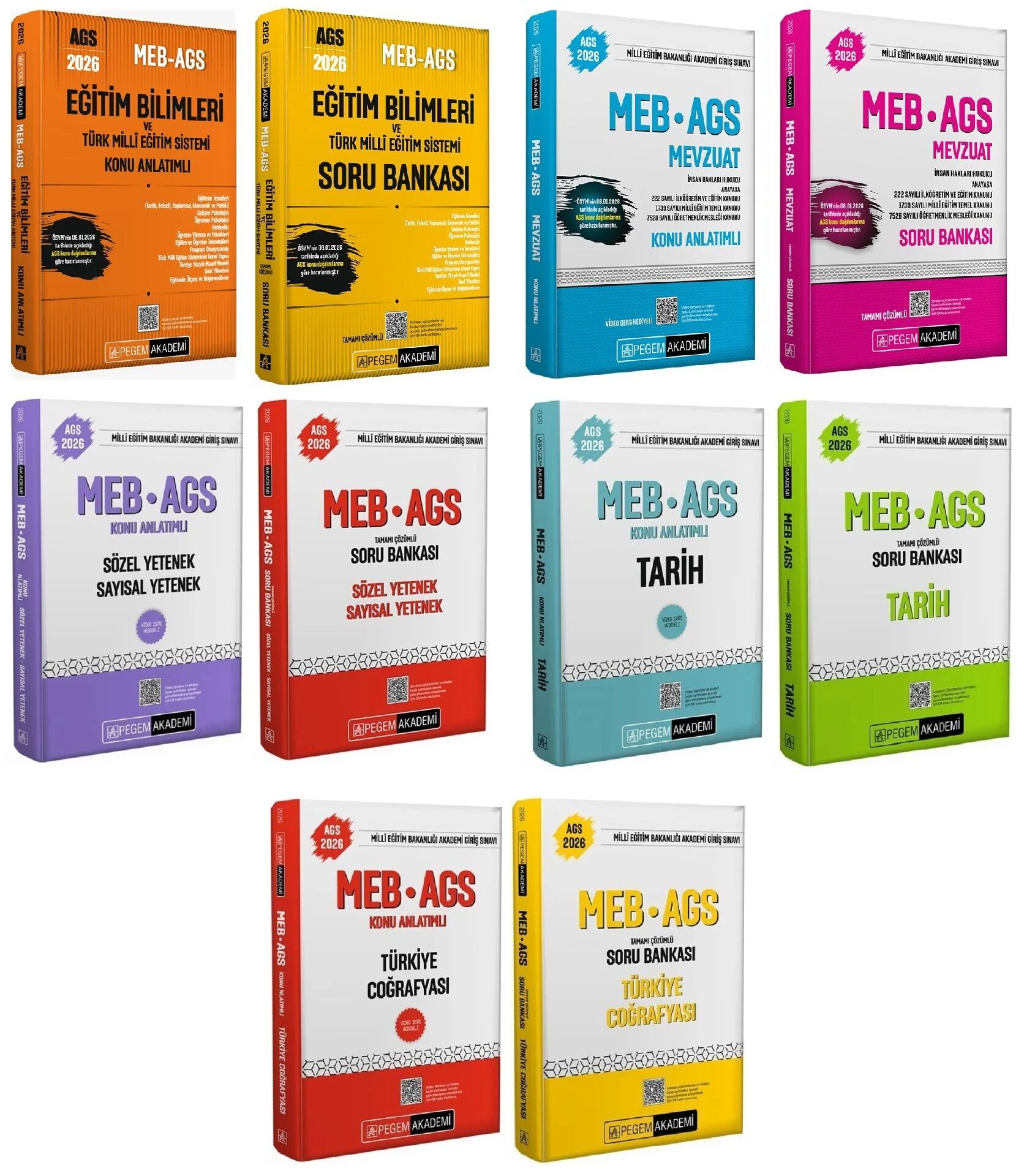 YENİ AGS - Pegem 2026 MEB-AGS Tüm Dersler Konu Anlatımlı + Soru Bankası 10 lu Set Pegem Akademi Yayınları
