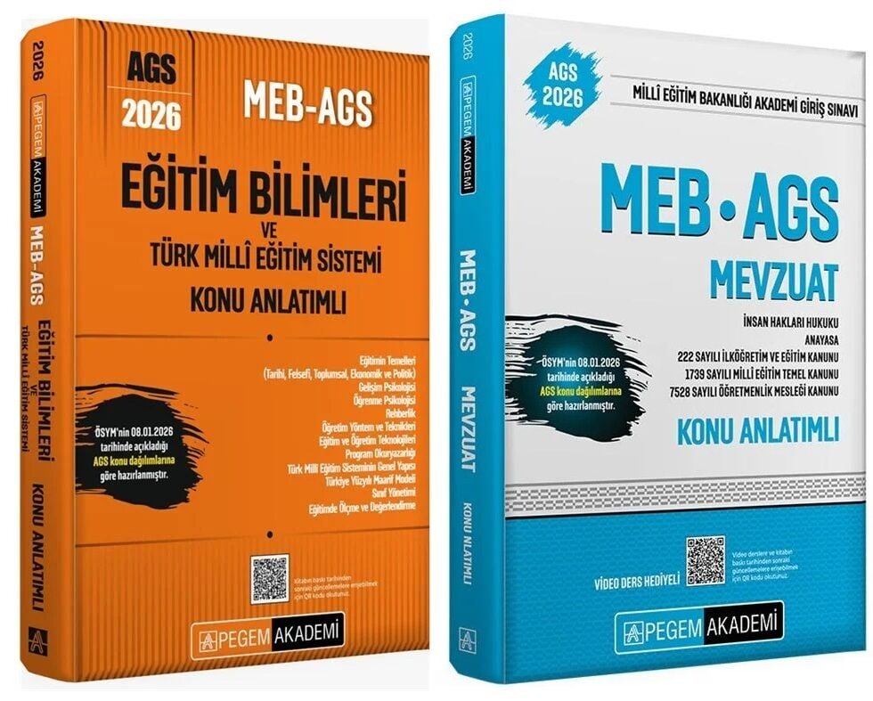 YENİ AGS - Pegem 2026 MEB-AGS Eğitim  Bilimleri ve Türk Milli Eğitim Sistemi + Mevzuat Konu Anlatımlı 2 li Set Pegem Akademi Yayınları