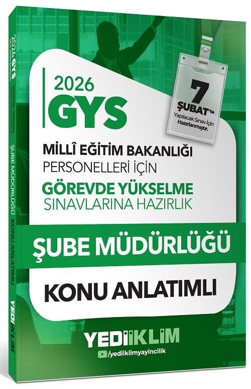 Yediiklim 2026 GYS MEB Milli Eğitim Bakanlığı Şube Müdürlüğü Konu Anlatımlı Görevde Yükselme Yediiklim Yayınları