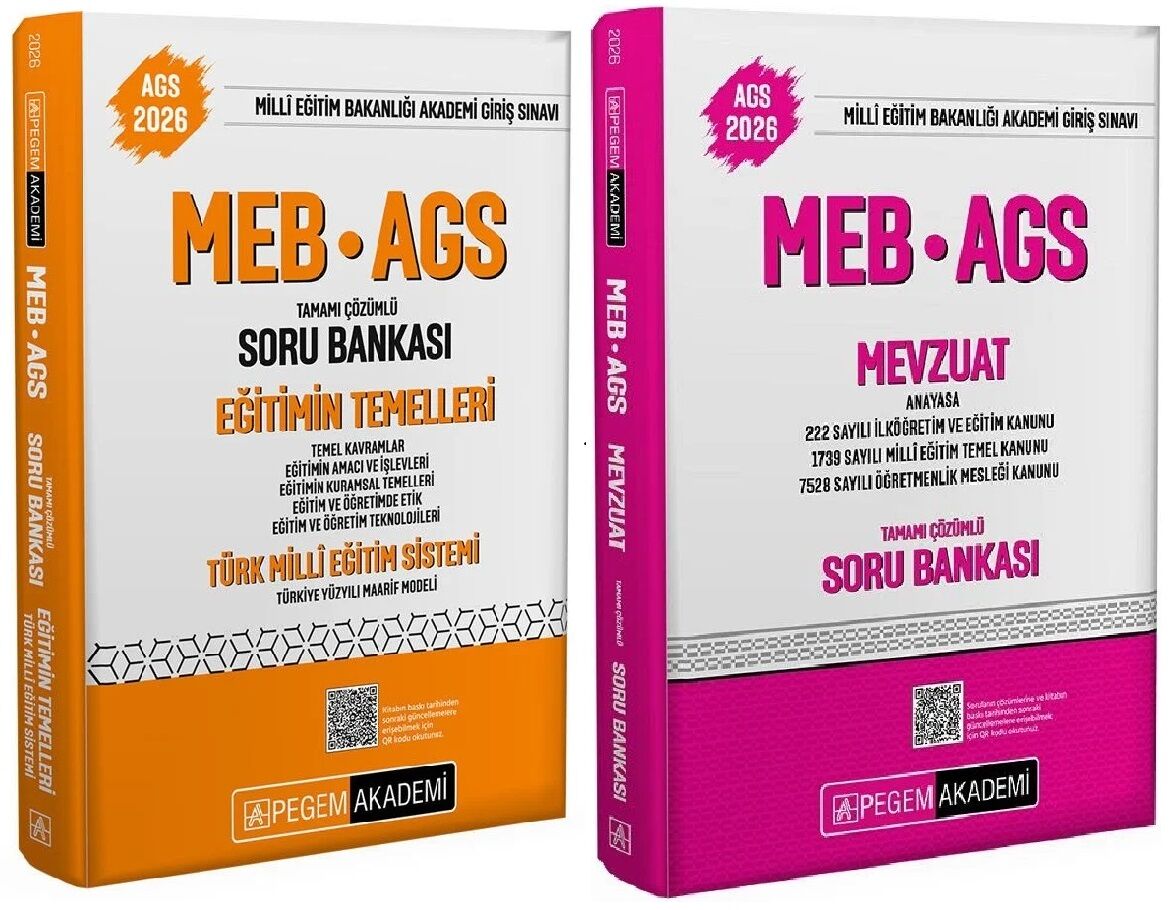 Pegem 2026 MEB-AGS Eğitimin Temelleri ve Türk Milli Eğitim Sistemi + Mevzuat Soru Bankası 2 li Set Pegem Akademi Yayınları